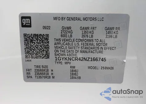 2022 Cadillac Xt5 Fwd Premium Luxury z USA, uszkodzony, nr VIN 1GYKNCR42NZ166745